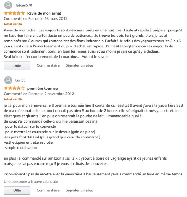 Commentaires clients Yogurta Moulinex