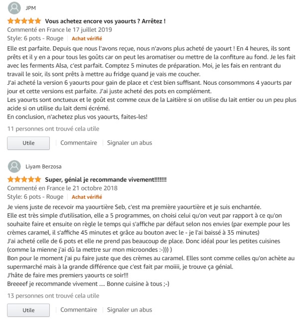 Commentaires clients Seb Multi délice 6 pots