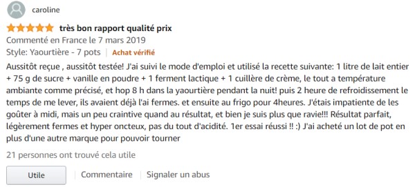 Avis et commentaires clients Yogurteo